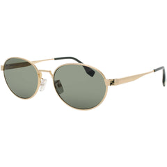 Fendi Unisex Sunglasses - Shiny Endura Gold/Green Metal Round Frame | FE40180U 30N