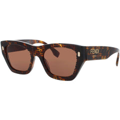Fendi Women's Sunglasses - Coloured Havana Square Shape Full Rim Frame | FE40100I 55E