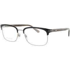 Gucci Men's Eyeglasses - Havana/Silver Metal Square Shape Full Rim Frame | GG1448O 003