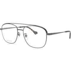 Gucci Men's Eyeglasses - Ruthenium Metal Pilot Shape Full Rim Frame | GG1103O 002