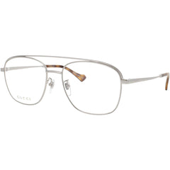 Gucci Men's Eyeglasses - Silver Metal Pilot Shape Pilot Full Rim Frame | GG1103O 003