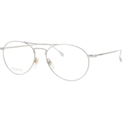 Gucci Men's Eyeglasses - Silver Metal Pilot Shape Pilot Full Rim Frame | GG1187O 002