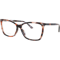 Gucci Women's Eyeglasses - Havana Acetate Cat Eye Shape Full Rim Frame | GG0025O 015