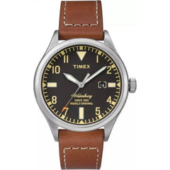 Timex Men's Watch - Waterbury Quartz Black Dial Brown Leather Strap | TW2P84000VQ