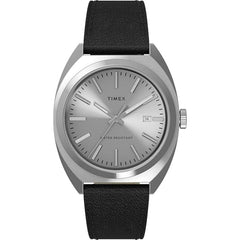 Timex Men's Watch - Milano Quartz Silver Dial Black Leather Strap Date | TW2U15900VQ