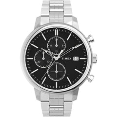Timex Men's Watch - Chicago Chronograph Black Dial Silver Bracelet | TW2V01600VQ