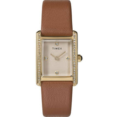 Timex Women's Watch - Hailey Quartz Champagne Dial Brown Leather Strap | TW2W63900VQ