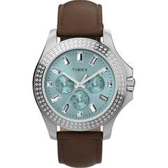 Timex Women's Watch - Kaia Quartz Blue Dial Brown Leather Strap Date-Day | TWH6Z5910VQ