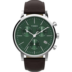 Timex Men's Watch - Midtown Chronograph Green Dial Brown Leather Strap | TWH6Z6010VQ