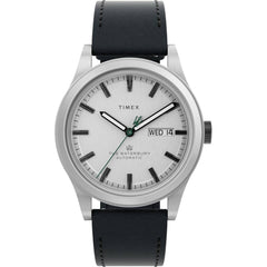 Timex Men's Watch - Waterbury Automatic Silver Tone Dial Leather Strap | TWH6Z6710VQ