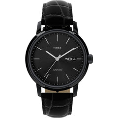 Timex Men's Watch - Marlin Automatic Black Dial Leather Strap Day-Date | TWH6Z9010VQ