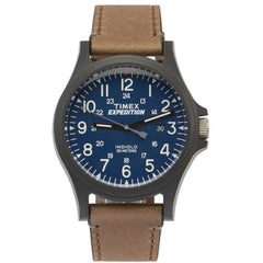 Timex Men's Watch - Acadia Quartz Blue Dial Brown Leather Strap Date | TWF3C81909J