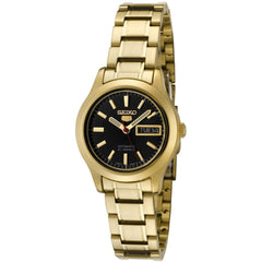Seiko Women's Watch - 5 Automatic Black Dial Yellow Gold Bracelet | SYMD96K1
