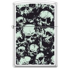 Zippo Windproof Pocket Lighter - Skulls 49193 Glow-In-The-Dark Metal | XC318