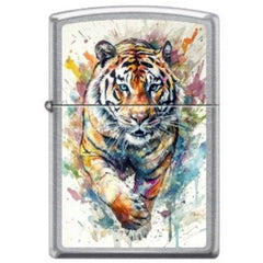 Zippo Windproof Pocket Lighter - Watercolor Tiger Street Chrome Metal | XC319