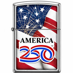 Zippo Windproof Pocket Lighter - America 250 Street Chrome US Flag Metal | XC234