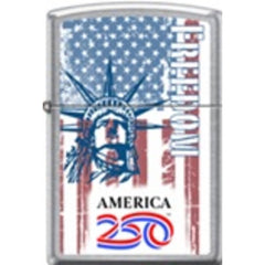 Zippo Windproof Pocket Lighter - America Lady Liberty Freedom Street Chrome | XC235