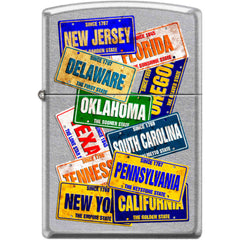 Zippo Windproof Pocket Lighter - License Plate Street Chrome Metal | XC345
