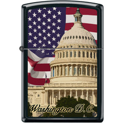 Zippo Windproof Pocket Lighter - Washington DC Design Black Matte Metal | XC346