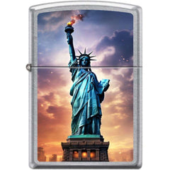 Zippo Windproof Pocket Lighter - Statue of Liberty Street Chrome Metal | XC349