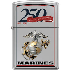 Zippo Windproof Pocket Lighter - USMC High Polish Chrome Metal | XC356