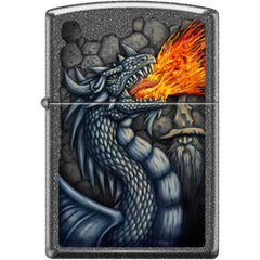 Zippo Windproof Pocket Lighter - Fiery Dragon Design Iron Stone Metal | XC363