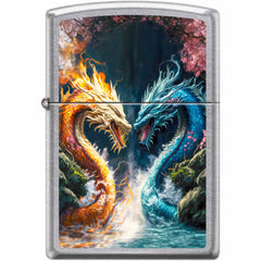 Zippo Windproof Pocket Lighter - Dragon Battle Street Chrome Metal | XC365