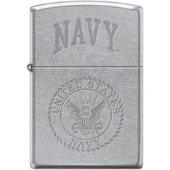 Zippo Windproof Pocket Lighter - U S Navy Le Street Chrome Metal | XC375
