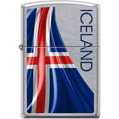 Zippo Windproof Pocket Lighter - Iceland Flag Design Street Chrome Metal | XC395