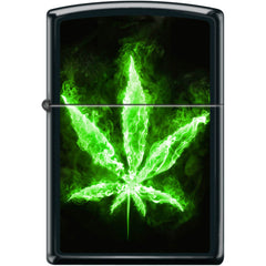 Zippo Windproof Pocket Lighter - Leaf Design Black Matte Metal | XC398