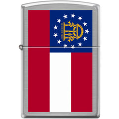 Zippo Windproof Pocket Lighter - Georgia Flag Design Brushed Chrome Metal | XC400