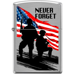 Zippo Windproof Pocket Lighter - Never Forget Brushed Chrome Metal | XC404