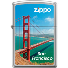 Zippo Windproof Pocket Lighter - San Fran Bridge High Polish Chrome Metal | XC406