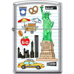 Zippo Windproof Pocket Lighter - New York Collage Street Chrome Metal | XC410