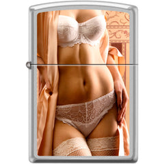 Zippo Windproof Pocket Lighter - Lady In Waiting Satin Chrome Metal | XC422