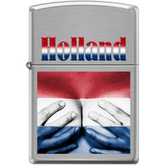 Zippo Windproof Pocket Lighter - Holl and Flag On Woman Brushed Chrome Metal | XC431