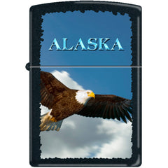 Zippo Windproof Pocket Lighter - Alaska Eagle Soaring Black Matte Metal | XC433