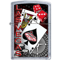 Zippo Windproof Pocket Lighter - Las Vegas Casino Street Chrome Metal | XC434