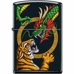 Zippo Windproof Pocket Lighter - Chinese Dragon Design Black Matte Metal | XC437