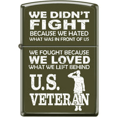 Zippo Windproof Pocket Lighter - US Veteran Design Green Matte Metal | XC440