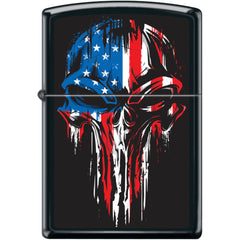 Zippo Windproof Pocket Lighter - Military Grunge Skull Patriotic Black Matte | XC447