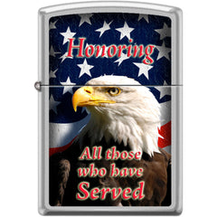 Zippo Windproof Pocket Lighter - Eagle Satin Chrome Metal | XC468