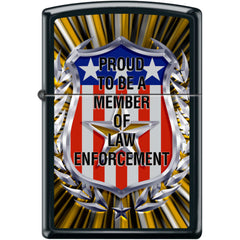 Zippo Windproof Pocket Lighter - Proud Member Law Enforcement Black Matte | XC472