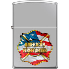 Zippo Windproof Pocket Lighter - American Firefighter High Polish Chrome Metal | XC484