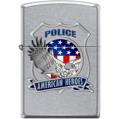 Zippo Windproof Pocket Lighter - American Hero Police Street Chrome Metal | XC486