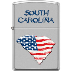 Zippo Windproof Pocket Lighter - South Carolina American Flag Satin Chrome | XC489