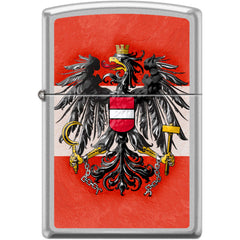 Zippo Windproof Pocket Lighter - Austrian Flag Satin Chrome Metal | XC497