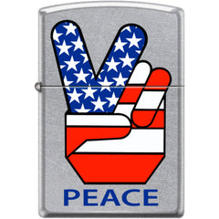 Zippo Windproof Pocket Lighter - Flag Peace Hand Street Chrome Metal | XC498