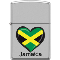Zippo Windproof Pocket Lighter - Jamaica - Love Grunge Satin Chrome Metal | XC502