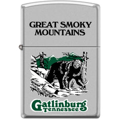 Zippo Windproof Pocket Lighter - Great Smoky Mountains Gatlinburg Satin Chrome | XC510